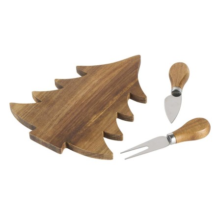 Plateau à fromage sapin 2 couteaux acier