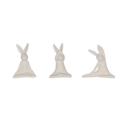 Set de 3 lapins blancs yogi 3 postures