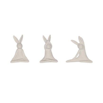 Set de 3 lapins blancs yogi 3 postures