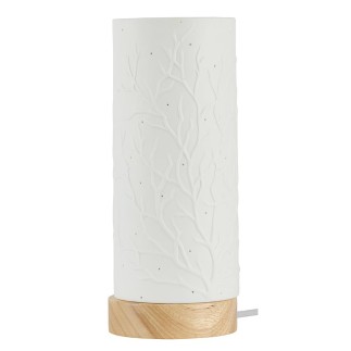 Lampe Ezia porcelaine blanche cylindrique arbre