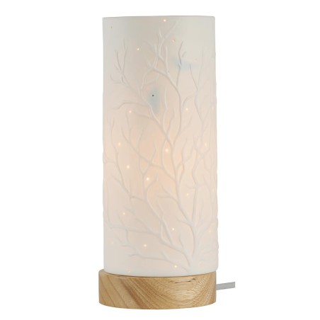 Lampe Ezia porcelaine blanche cylindrique arbre