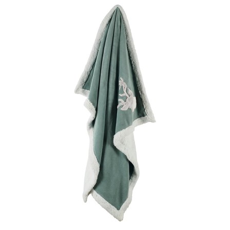 Plaid vert amande tête de cerf en fourrure