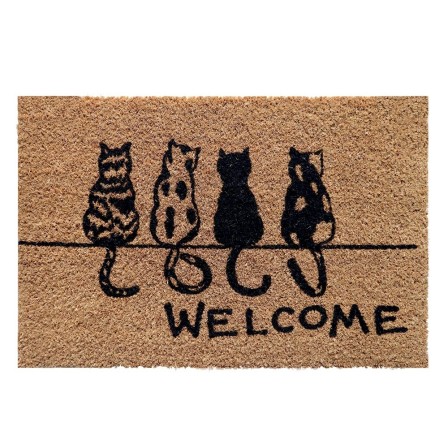 Paillasson « Welcome » 4 chats de dos