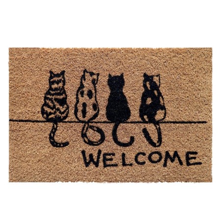 Paillasson « Welcome » 4 chats de dos