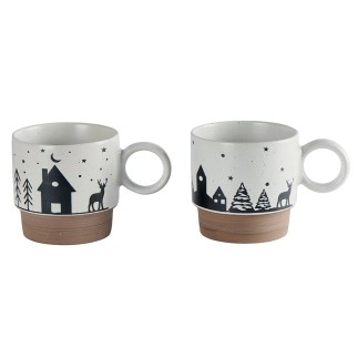 Set de 2 mugs empilables bicolore