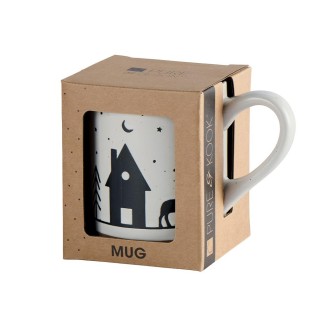 Mug bicolore chocolat designs chalets et sapins