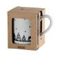 Mug bicolore chocolat chalets, cerf et sapins