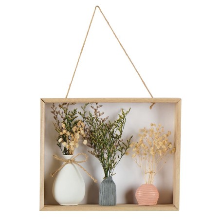 Cadre murale en bois avec 3 mini pots de fleur