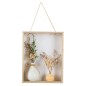 Cadre murale en bois naturel avec 2 mini pots de fleur