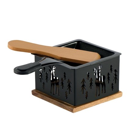 Mini set à raclette motif cerf et sapins