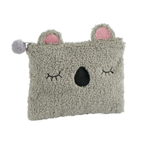Pochette bouclette grise tête de koala
