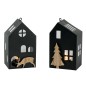 Lanterne forme maisonnette cerf/sapin