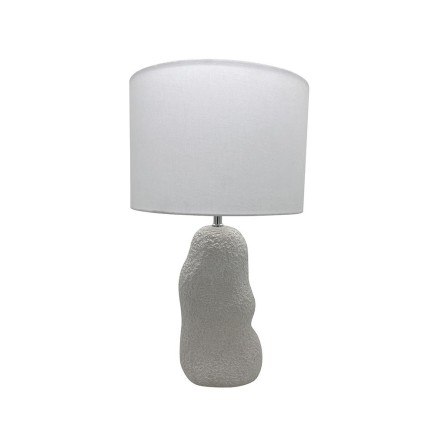 Lampe irrégulière céramique blanche abat-jour lin