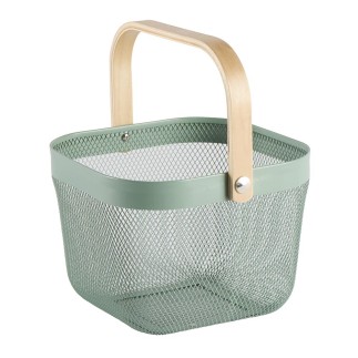 Panier grillagé carré en métal vert
