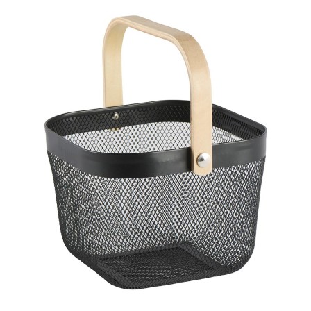 Panier grillagé carré en métal noir