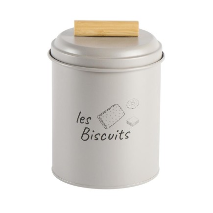 Boîte à gâteaux en métal gris mat « Les biscuits »