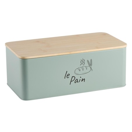 Boîte à pain « Le Pain » en métal vert amande