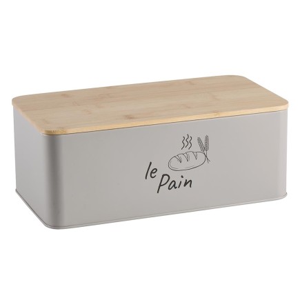 Boîte à pain « Le Pain » en métal gris