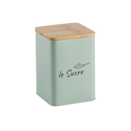 Boîte à sucre « Le sucre » métal vert amande