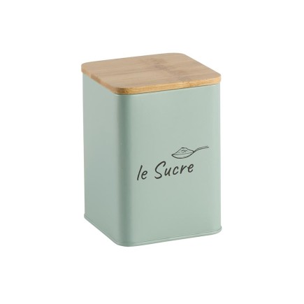 Boîte à sucre « Le sucre » métal vert amande