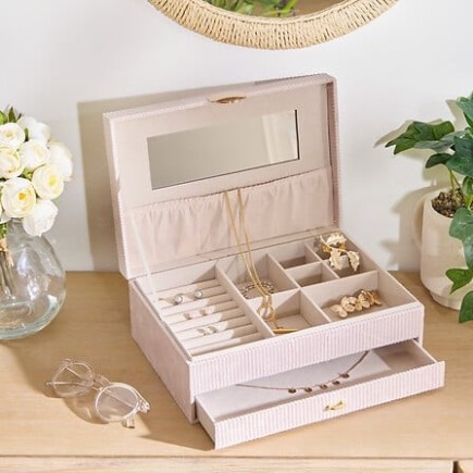 Boîte à bijoux 1 tiroir Enya beige