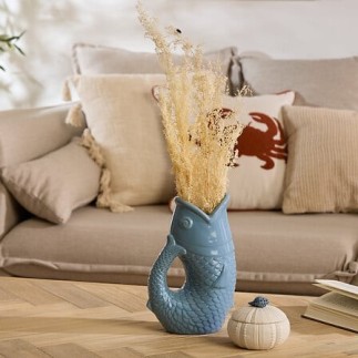 Vase poisson Océania 25 cm céramique bleu