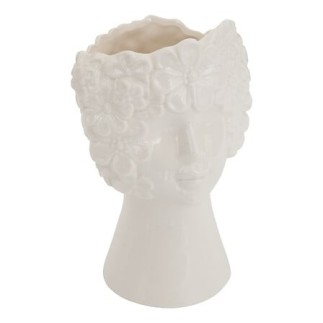 Vase visage Fleur de Rose 21cm blanc