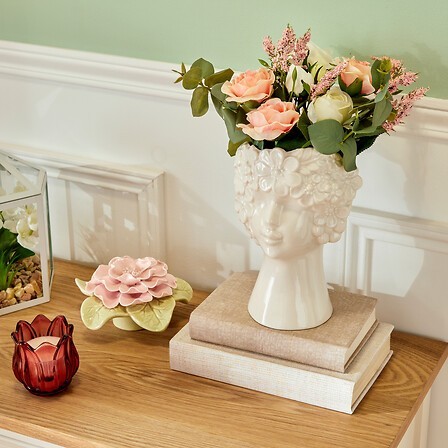 Vase visage Fleur de Rose 21cm blanc