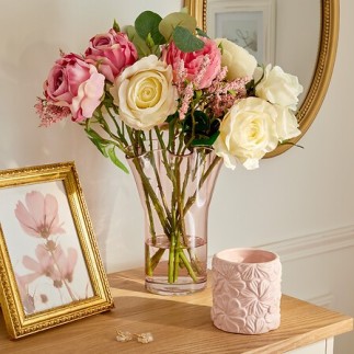 Vase festons Fleur de Rose 23,5cm rose