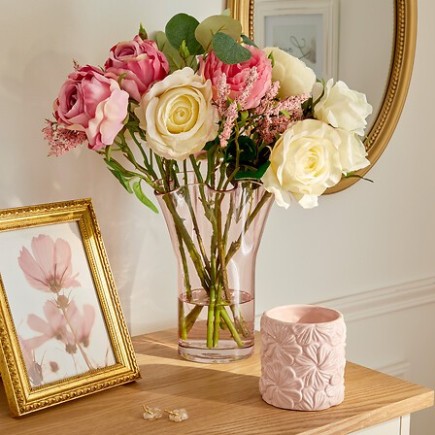 Vase festons Fleur de Rose 23,5cm rose