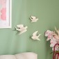 Lot de 3 déco murales Annie oiseau blanc