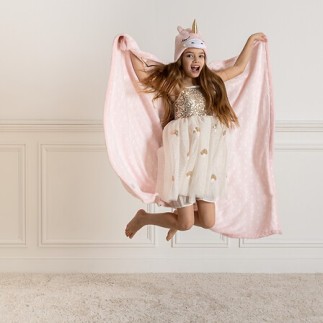 Plaid à capuche licorne 100 x 140 cm