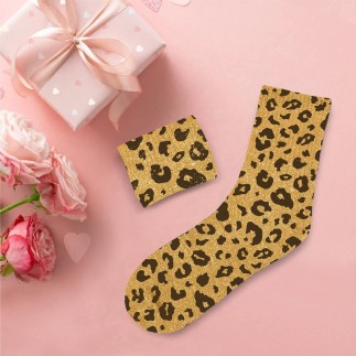 Chaussettes paillettes jaune leopard