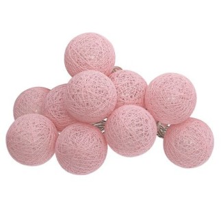 Guirlande LED à pile 10 boules 6cm rose