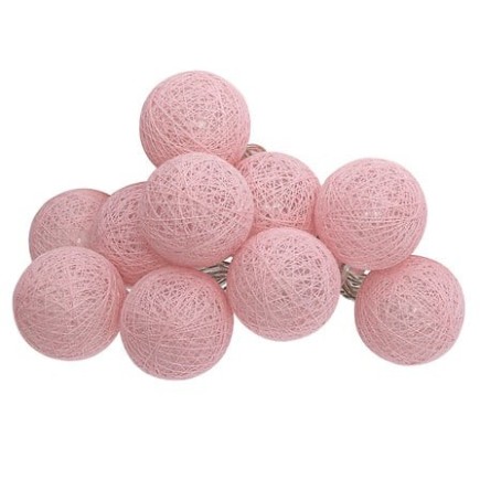 Guirlande LED à pile 10 boules 6cm rose