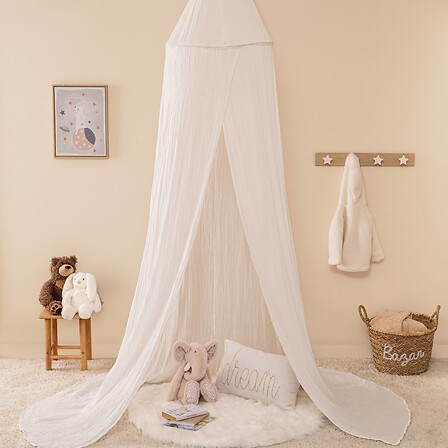 Ciel de lit double gaze de coton blanc