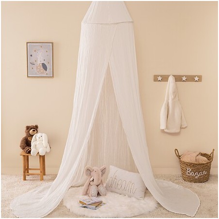Ciel de lit double gaze de coton blanc