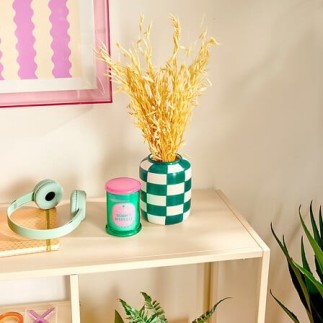 Vase Poolside 14cm céramique damier vert