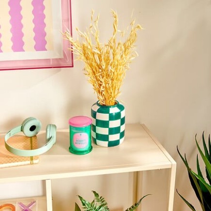 Vase Poolside 14cm céramique damier vert