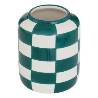 Vase Poolside 14cm céramique damier vert