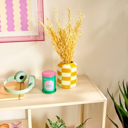 Vase Poolside 14cm céramique damier orange