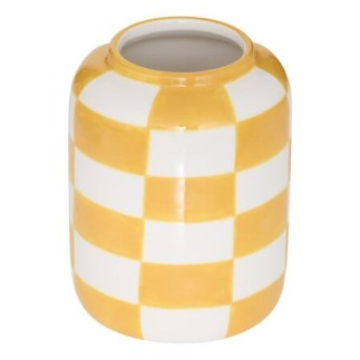 Vase Poolside 14cm céramique damier orange