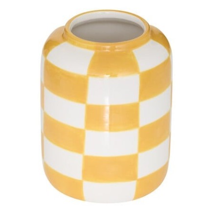 Vase Poolside 14cm céramique damier orange