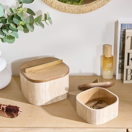 Lot de 2 boîtes Travi MDF beige