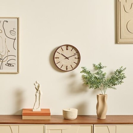 Horloge Nella 29cm effet travertin