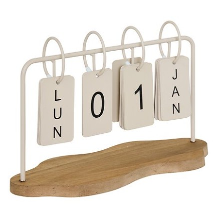 Calendrier Fred 25cm métal beige