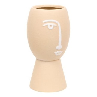 Vase visage Pam 19,8cm céramique beige