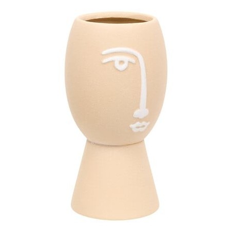 Vase visage Pam 19,8cm céramique beige
