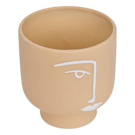 Cache pot visage Pam 17cm céramique beige