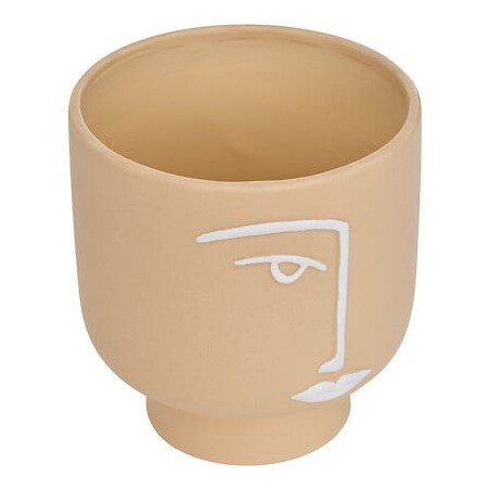 Cache pot visage Pam 17cm céramique beige